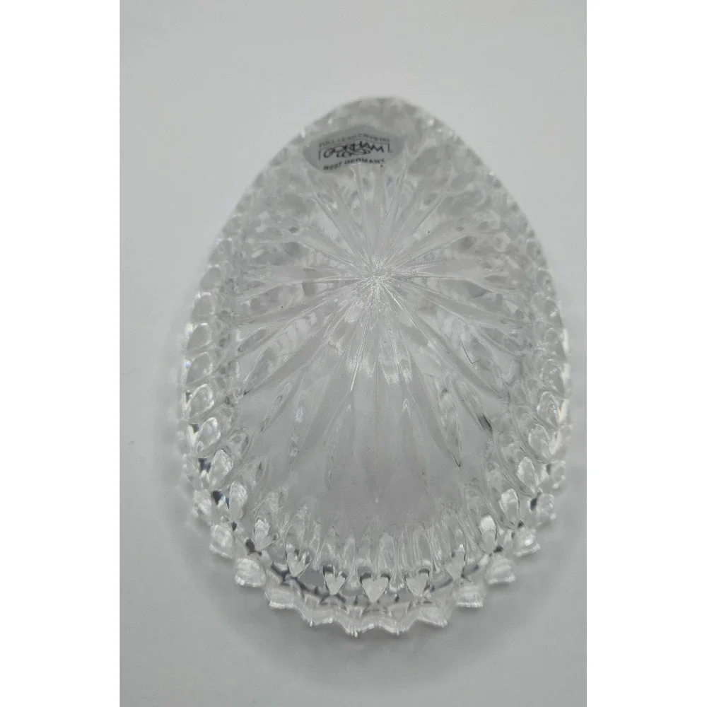 Gorham Chantilly Vintage Lead Crystal Egg Treasure Trinket Box  West Germany
